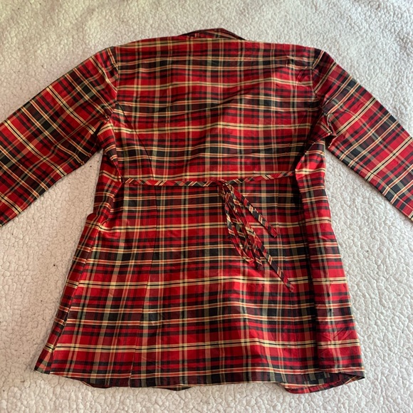Motherhood 100% silk Button up Plaid Maternity Top - Picture 3 of 6